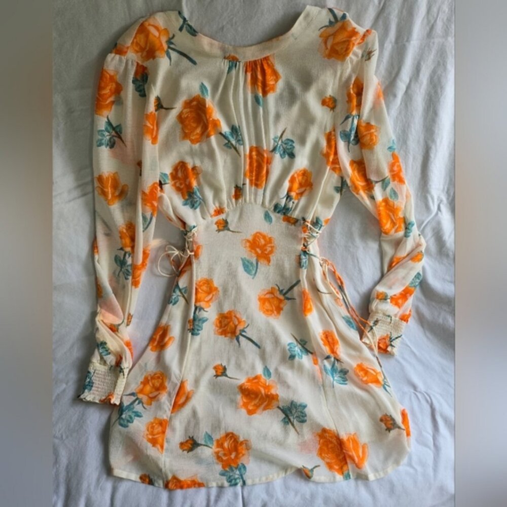 Floral Orange and Green Dress